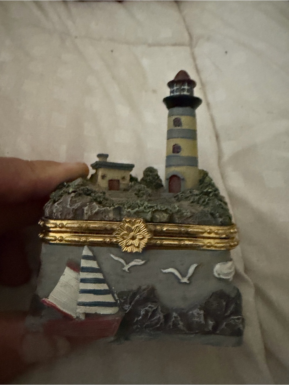 Vintage Lighthouse Trinket Box